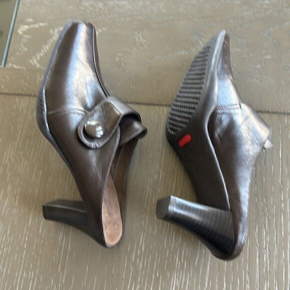 AEROSOLES Women’s Slip-On Mules Brown Faux Leather Pumps Square Toe Size 9M EUC - Picture 12 of 12